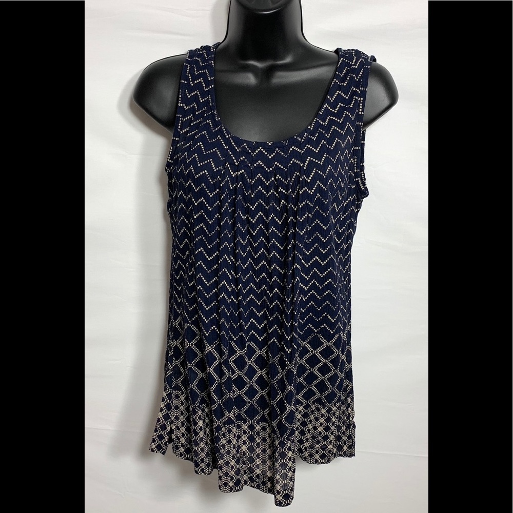 Eddie Bauer Sleeveless Blue/White Blouse Tanktop